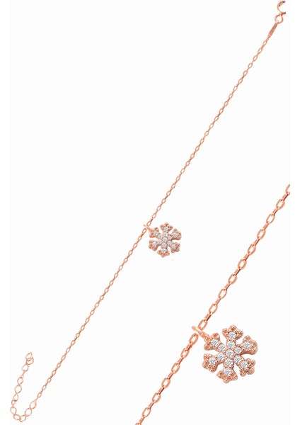 Gümüş Rose Zirkon Taşlı Kartanesi Bileklik
