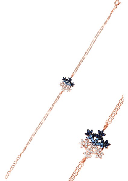 Gümüş Rose Renkli Kar Tanesi Bileklik