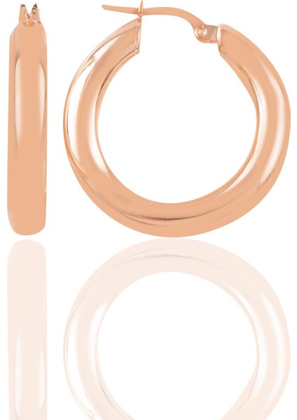 Gümüş Rose 5 mm Kalınlığında 29 mm Büyüklüğünde Kalın Gümüş Halka Küpe