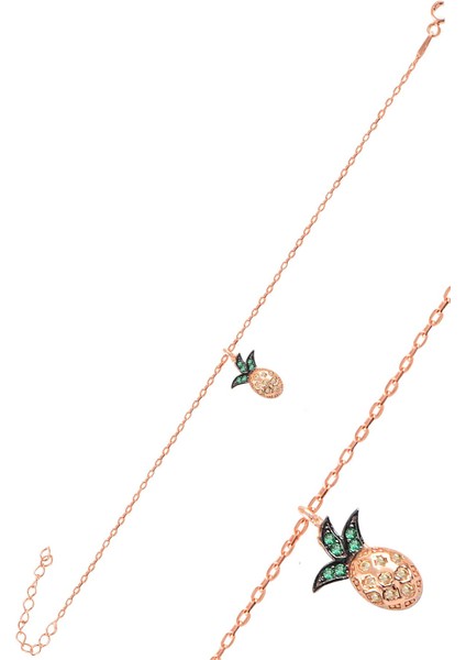 Gümüş Rose Zirkon Taşlı Ananas Bileklik