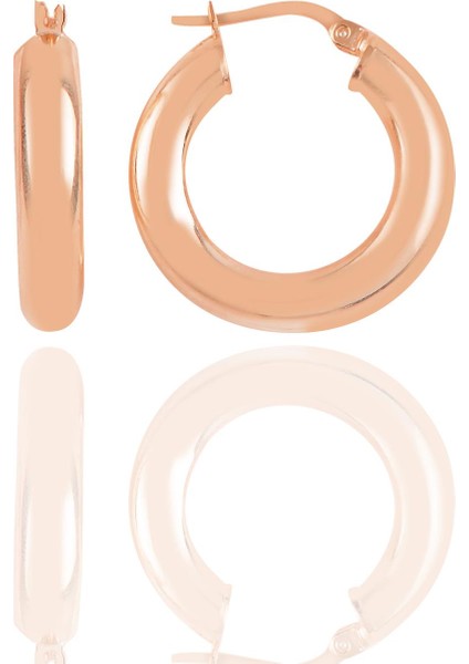 Gümüş Rose 5 mm Kalınlığında 25 mm Büyüklüğünde Kalın Gümüş Halka Küpe