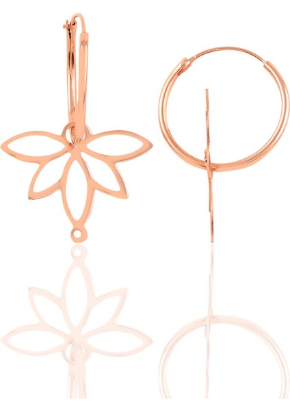 Gümüş Rose Sonsuz Yaşamın Simgesi Lotus Çiçeği 18 mm Halka Küpe