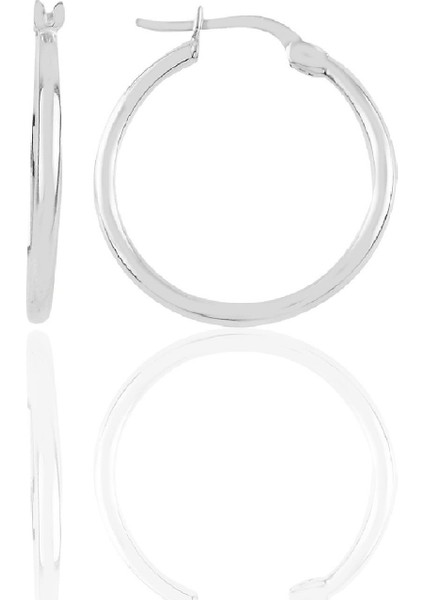 Gümüş 29 mm Şarnel Halka Küpe