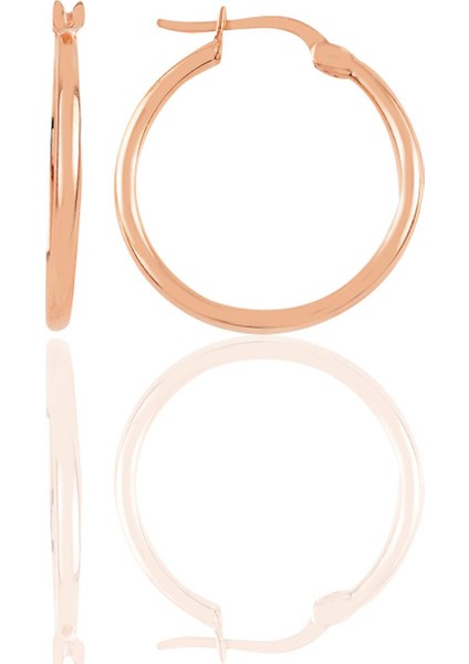 Gümüş Rose 23 mm Şarnel Halka Küpe
