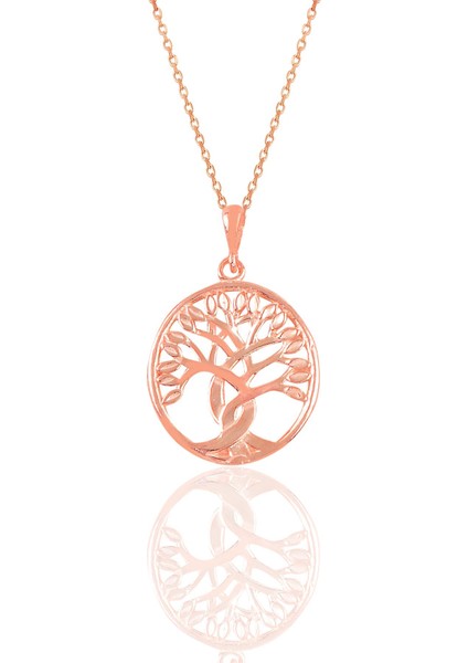 Gümüş Rose Yaşam Ağacı Kolye