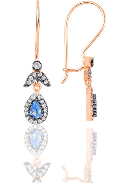 Gümüş Rose Akuamarin Taşlı Damla Üçlü Set fırsatları