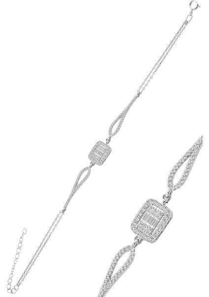 925 Ayar Gümüş Rodyumlu Takım Baget Taşlı Kolye Küpe Yüzük Bileklik Seti fiyatları