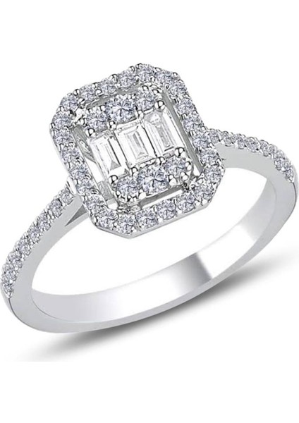 925 Ayar Gümüş Rodyumlu Takım Baget Taşlı Kolye Küpe Yüzük Bileklik Seti modelleri