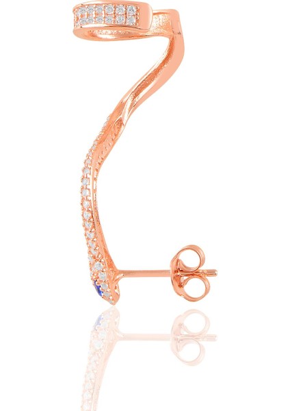 Gümüş Rose Safir Taşlı Tekli Yılan Küpe. fiyatları