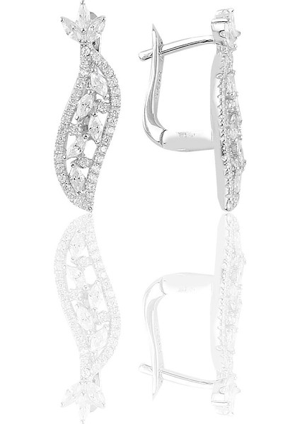 Gümüş Rodyumlu Pırlanta Modeli Beyaz Altın Görünümlü Kolye Küpe ve Yüzük Seti modelleri