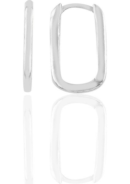 Gümüş Rodyumlu 17 mm Sade U Modeli Küpe