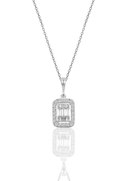 Gümüş Rodyumlu Gümüş Baget Taşlı Üçlü Set fiyatları