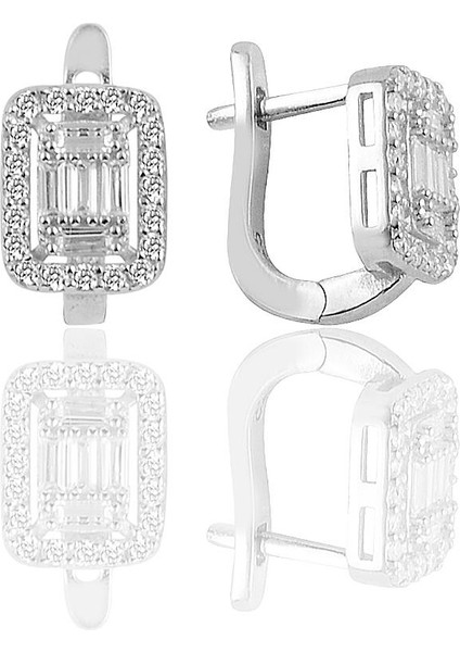 Gümüş Rodyumlu Gümüş Baget Taşlı Üçlü Set fırsatları