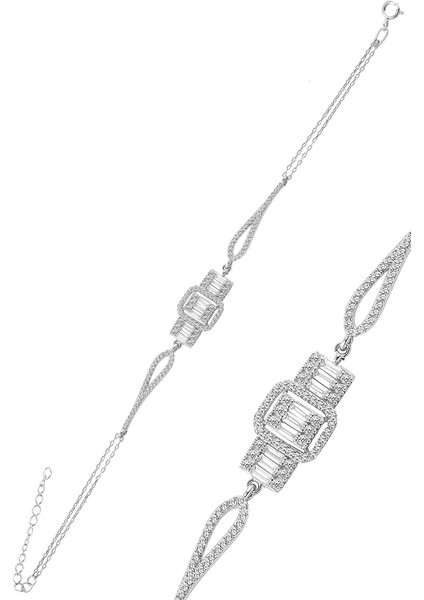 Gümüş Rodyumlu Baget Taşlı Dörtlü Set fiyatları