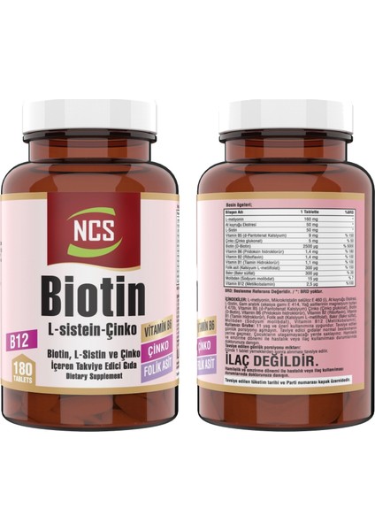 Biotin L Sistein Çinko Vitamin B1-B2-B5-B6 Folik Asit 60 Tablet & Ncs Vitamin D3 + K2 Damla 20 ml
