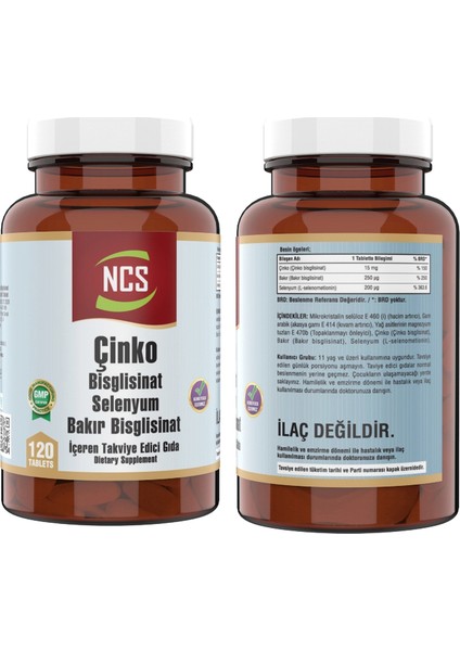 Çinko Bisglisinat Selenyum Bakır 120 Tablet & Ncs Vitamin D3 + K2 Damla 20 ml fiyatları