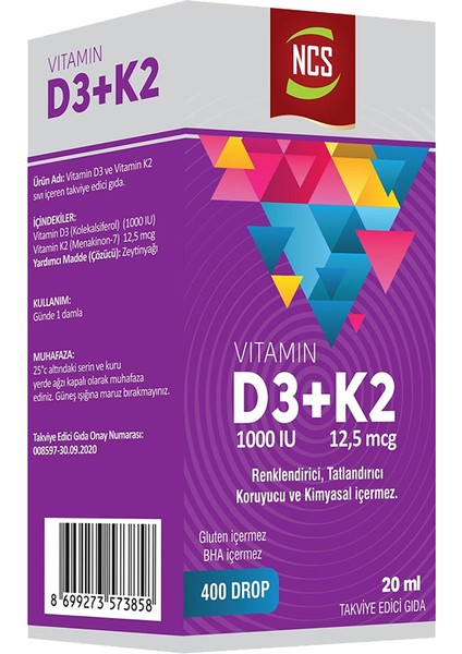 Ester C Vitamini Kara Mürver 60 Tablet & Vitamin D3 + K2 Damla 20 ml