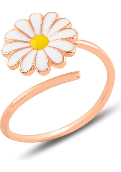 Gümüş Rose Ayarlanabilir Papatya Yüzük