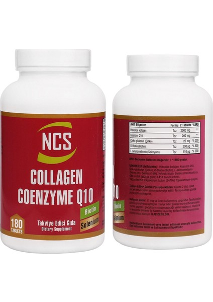 Collagen 2000 Mg Coenzyme Q10 200 Mg Selenium Çinko Biotin 180 Tablet & Vitamin D3 + K2 Damla 20 ml