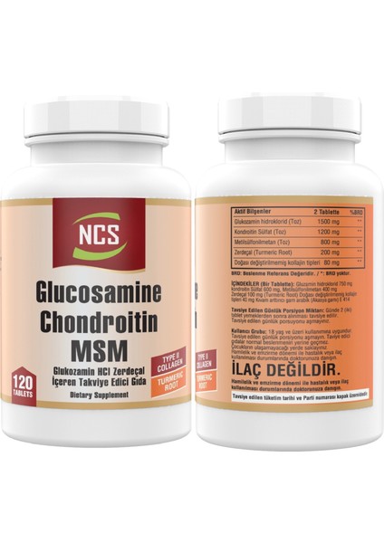 Glucosamine Chondroitin Msm Collagen Turmeric 120 Tablet & Vitamin D3 + K2 Damla 20 ml