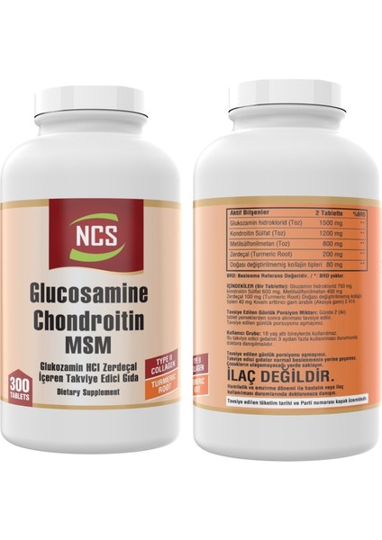 Glucosamine Chondroitin Msm Type Iı Collagen Turmeric 300 Tablet & Vitamin D3 + K2 Damla 20 ml