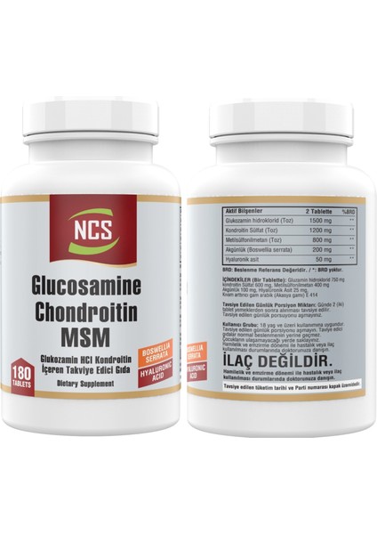 Glucosamine Chondroitin Msm Type Iı Collagen Turmeric 180 Tablet & Vitamin D3 + K2 Damla 20 ml