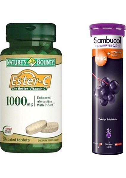 Ester-C 1000 Mg 60 Tablet+Sambucol Plus Efervesan Tablet