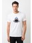Shark Attack Baskılı Beyaz Erkek Örme Tshirt 1