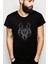 Wolf Kurt Baskılı Siyah Erkek Örme Tshirt 1