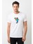 Minecraft Steve Baskılı Beyaz Erkek Örme Tshirt 1