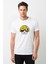 Kulaklık ve Hip Hop Şapkalı Sevimli Baskılı Beyaz Erkek Örme Tshirt 1