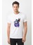 Kağıt Rengi Boyama Tuval Çizim Aslan Baskılı Beyaz Erkek Örme Tshirt 1