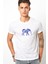 Mor ve Mavi Fil Boyama Fil Baskılı Beyaz Erkek Örme Tshirt 1