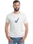Mavi Tavus Kuşu Asya Tavus Kuşu Baskılı Beyaz Erkek Örme Tshirt 1