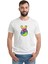 Peace Symbol Clipart Tie Dye Baskılı Beyaz Erkek Örme Tshirt 1