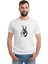 Zafer Işareti Baskılı Beyaz Erkek Örme Tshirt 1