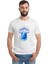 Bowling Topu Baskılı Beyaz Erkek Örme Tshirt 1