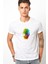 Ananas Kokteyl Suluboya Resim Punch Dövme Baskılı Beyaz Erkek Örme Tshirt 1