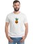 Ananas Kafatası Illüstrasyon Ananas Insan Kafatası Baskılı Beyaz Erkek Örme Tshirt T-Shirt Tişört T 1