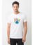Bowling Topu Baskılı Beyaz Erkek Örme Tshirt 1