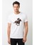 At Yarışı Jokey Baskılı Beyaz Erkek Örme Tshirt 1