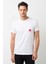 Oklid Pembe Güzel Suluboya Çiçek Pembe Baskılı Beyaz Erkek Örme Tshirt 1
