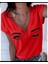 Viskon Kumaş Göz Detay Kırmızı Renk Bluz 1