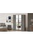 New Home 4 Kapaklı Çekmeceli Aynalı Gardırop Elbise Dolabı Beton-Kahve Hm2-Cg 3