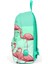 Usb+Aux Soketli Flamingo Desenli Sırt Çantası Yeşil 2