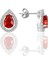 Gümüş Rodyumlu Kırmızı Taşlı Damla Modeli Üçlü Set 3