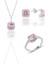 Gümüş Rodyumlu Pembe Taşlı Kare Üçlü Set 1