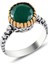 Gümüş Kök Zümrüt Taşlı Otantik Tektaş Yüzük 1