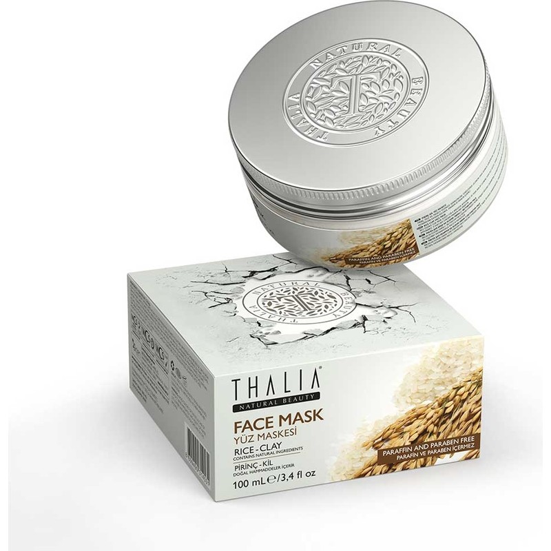 Thalia Natural Beauty Pirinç Özlü Sıkılaştırıcı Krem Kil Yüz Maskesi 100 ml Parabensiz Tüm Ciltler