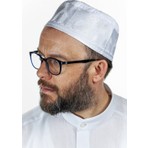 İhvan Nakış Desenli Kalıp Kumaş Takke Beyaz
